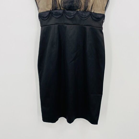 Max and Cleo Size 2 Black & Nude Mesh Sleeveless Cocktail Mini Sheath Dress - Picture 3 of 9